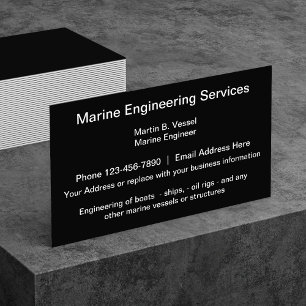 Tarjeta De Visita Servicios de Ingeniería Marina Black Core Design