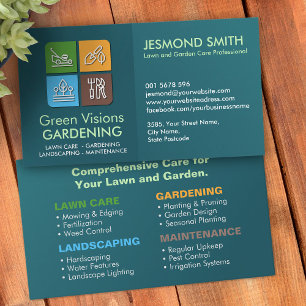 Tarjeta De Visita Servicios de jardinería - Iconos coloridos