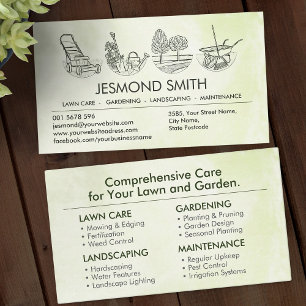 Tarjeta De Visita Servicios de jardinería - Ilustracion de línea dib