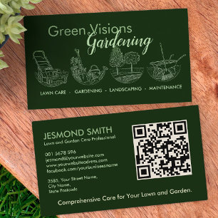 Tarjeta De Visita Servicios de jardinería - Ilustración dibujada a m