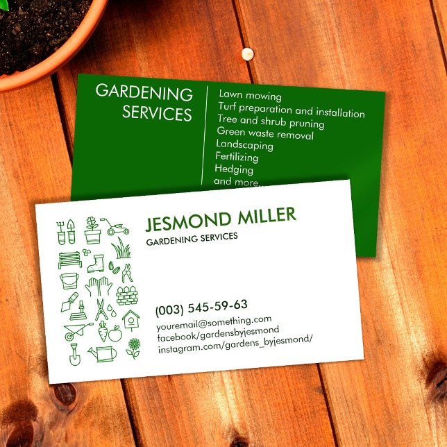 Tarjeta De Visita Servicios de jardinería modernos y limpios (Subido por el creador)