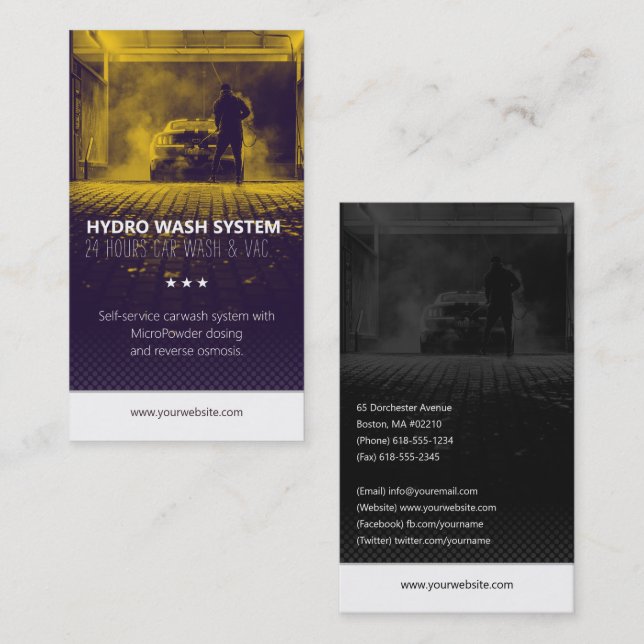 Tarjeta De Visita Servicios de lavado de manos | Lavado de coches (Anverso / Reverso)