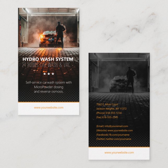 Tarjeta De Visita Servicios de lavado de manos | Lavado de coches (Anverso / Reverso)