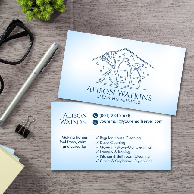 Tarjeta De Visita Servicios de limpieza - Arte de línea (Subido por el creador)