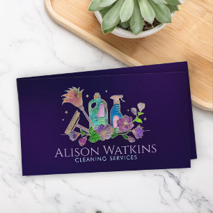 Tarjeta De Visita Servicios de limpieza - Arte Golden Floral