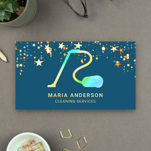 Tarjeta De Visita Servicios de Limpieza Aspiradora Arcoíris Confeti