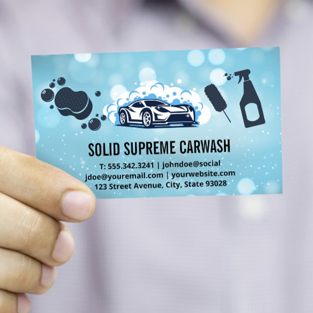 Tarjeta De Visita Servicios de limpieza automática de lavado de coch (Subido por el creador)