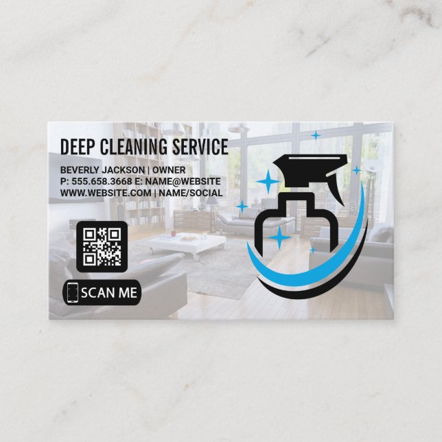 Tarjeta De Visita Servicios de limpieza | Botella de pulverización | (Anverso)