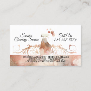 Tarjeta De Visita Servicios de limpieza Classy Maid acuarela