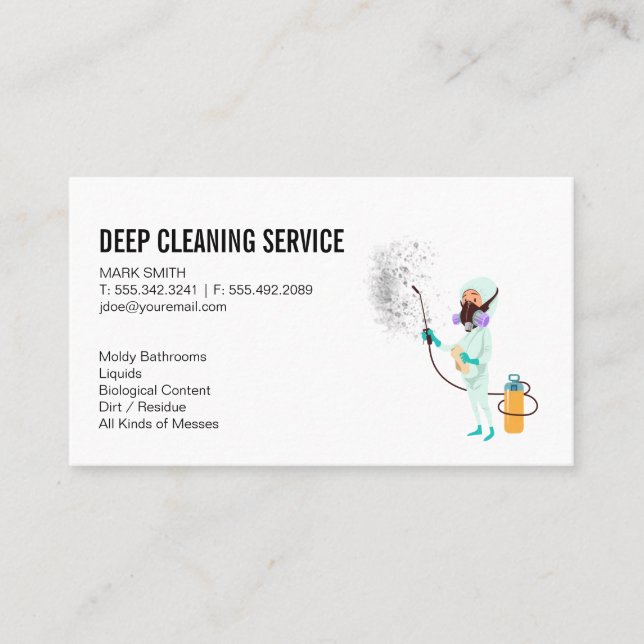 Tarjeta De Visita Servicios de limpieza | Cleaner Guy (Anverso)