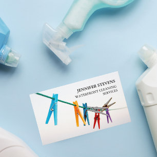 Tarjeta De Visita Servicios de limpieza Clothesline Fotografía mode