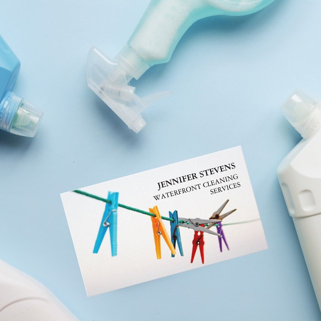 Tarjeta De Visita Servicios de limpieza Clothesline Fotografía moder (Subido por el creador)