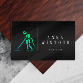 Tarjeta De Visita Servicios de limpieza Código Qr Negro moderno