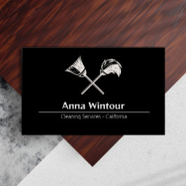 Tarjeta De Visita Servicios De Limpieza Código Qr Negro Y Blanco