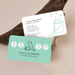 Tarjeta De Visita Servicios de limpieza comercial y doméstica minima