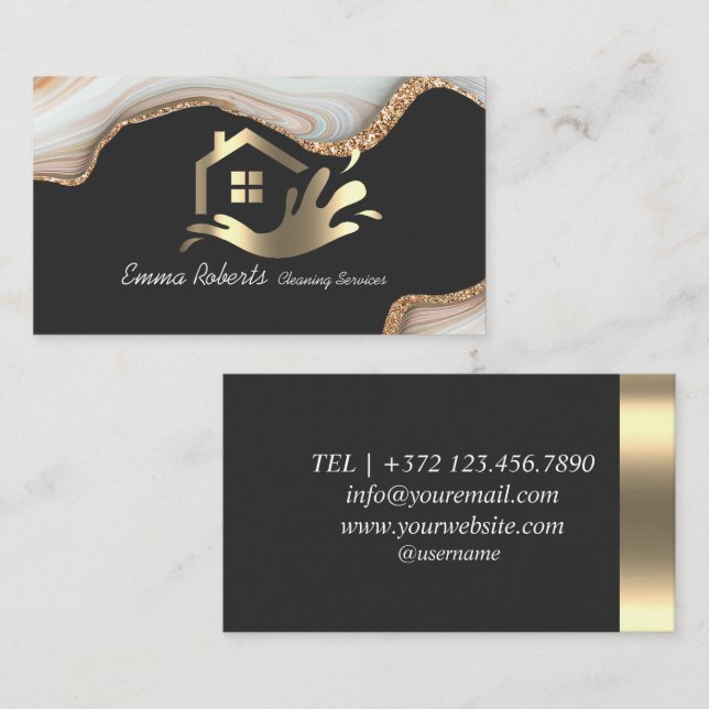 Tarjeta De Visita Servicios de limpieza confiables profesionales (Anverso / Reverso)