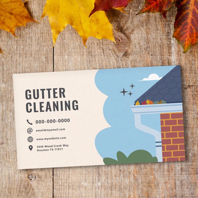 Tarjeta De Visita Servicios de limpieza de alcantarillas (Gutter Cleaning Services Business Card)