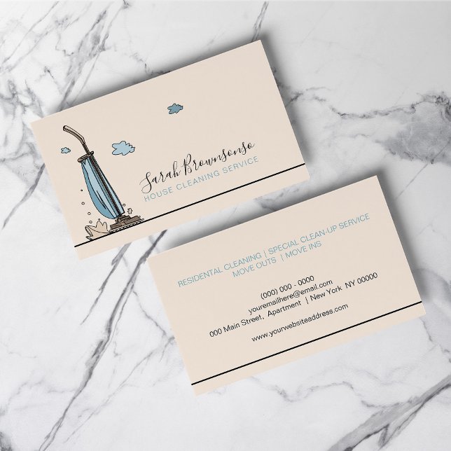 Tarjeta De Visita Servicios de limpieza de casas Blush para doncella (Janitorial Maid Blush House Cleaning Services Business Card)