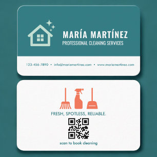 Tarjeta De Visita Servicios de limpieza de casas Código QR Profesion
