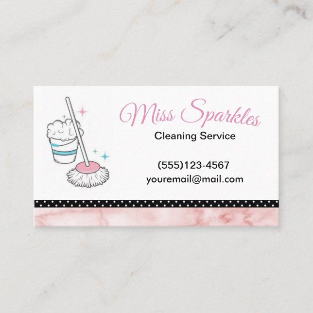 Tarjeta De Visita Servicios de limpieza de casas de doncella de marb (Anverso)