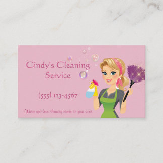 Tarjeta De Visita Servicios de limpieza de casas de doncella de Pers