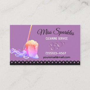 Tarjeta De Visita Servicios de limpieza de casas de dot de Cute Girl