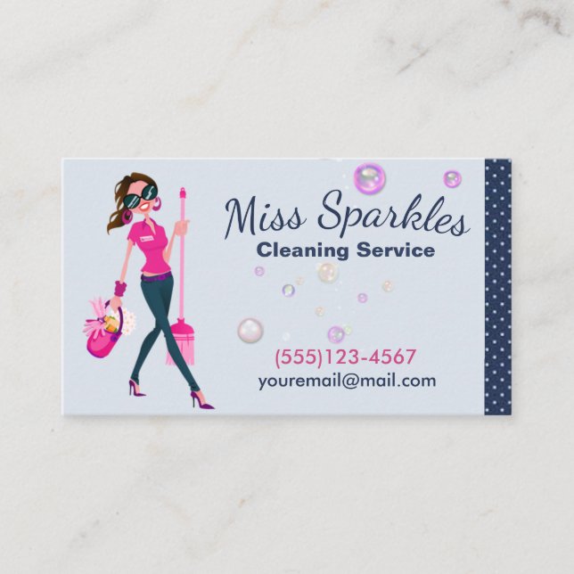 Tarjeta De Visita Servicios de limpieza de casas de Personalizado de (Anverso)
