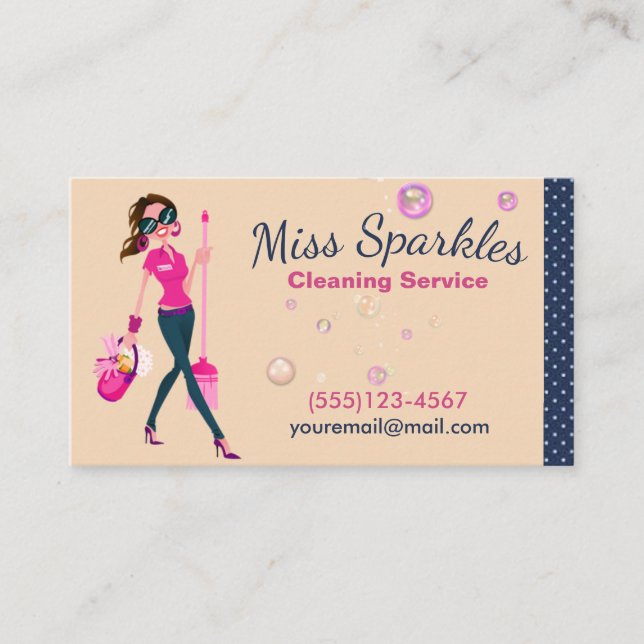 Tarjeta De Visita Servicios de limpieza de casas de Personalizado de (Anverso)