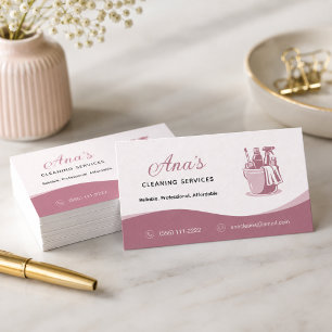 Tarjeta De Visita Servicios de Limpieza de Casas Dusty Rose