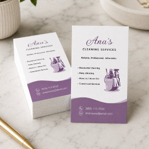 Tarjeta De Visita Servicios de Limpieza de Casas Mauve