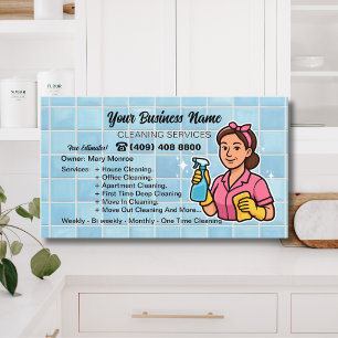 Tarjeta De Visita Servicios de limpieza de casas Pink and Blue House