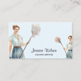Tarjeta De Visita Servicios de limpieza de casas retro