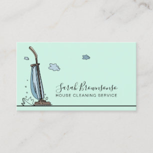 Tarjeta De Visita Servicios de limpieza de casas y doncellas Teal Bl