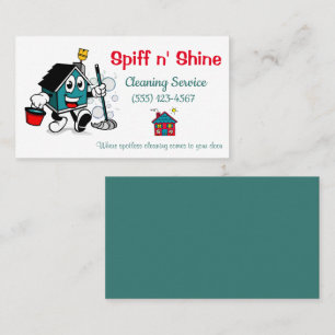 Tarjeta De Visita Servicios de limpieza de diseño de casas animado