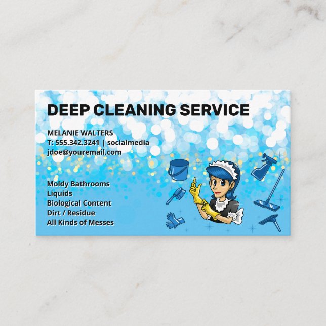 Tarjeta De Visita Servicios de limpieza de espárragos | Maid (Anverso)