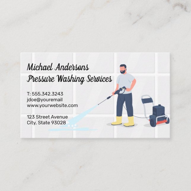 Tarjeta De Visita Servicios de limpieza de la arandela de presión (Anverso)