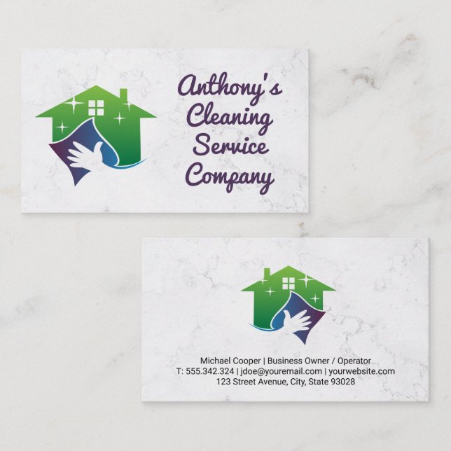 Tarjeta De Visita Servicios de limpieza de limpieza de casas (Anverso / Reverso)