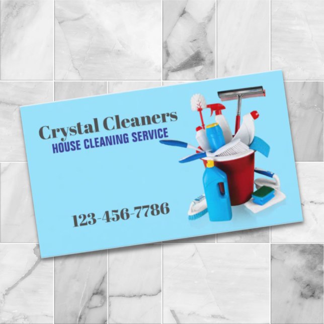 Tarjeta De Visita Servicios de limpieza de mantenimiento de la casa  (Office Janitorial Housekeeping Cleaning Services Business Card)