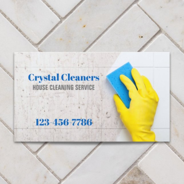 Tarjeta De Visita Servicios de limpieza de mantenimiento de la casa  (Office Janitorial Housekeeping Cleaning Services Business Card)