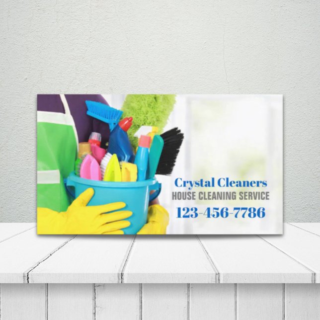 Tarjeta De Visita Servicios de limpieza de mantenimiento de la casa  (Office Janitorial Housekeeping Cleaning Services Business Card)