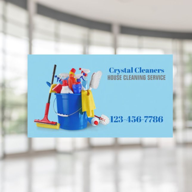 Tarjeta De Visita Servicios de limpieza de mantenimiento de la casa  (Office Janitorial Housekeeping Cleaning Services Business Card)
