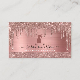 Tarjeta De Visita Servicios de limpieza de Modas de oro Rosa