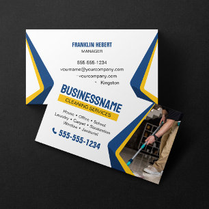 Tarjeta De Visita Servicios de limpieza de oficinas Blue House Clean