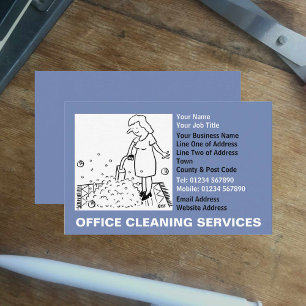 Tarjeta De Visita Servicios de Limpieza de Oficinas Dibujos Animados