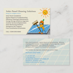 Tarjeta De Visita Servicios de limpieza de paneles solares de dibujo