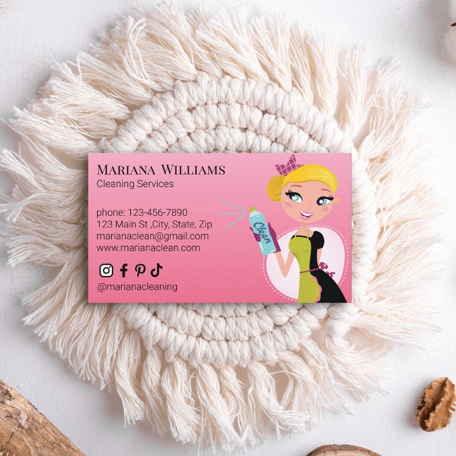 Tarjeta De Visita servicios de limpieza de personalizados lindos man (Subido por el creador)