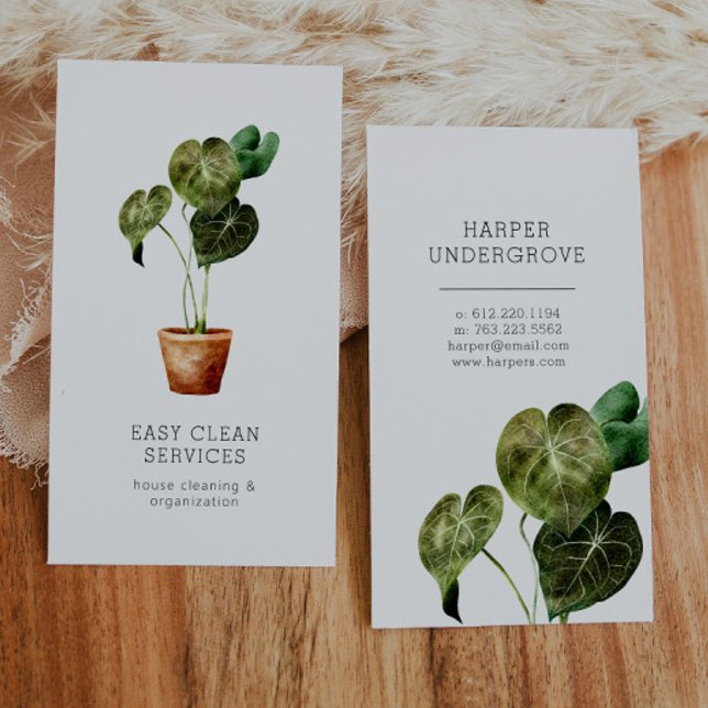 Tarjeta De Visita Servicios de limpieza de plantas domésticas (Subido por el creador)