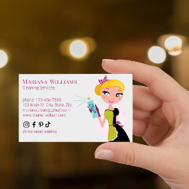 Tarjeta De Visita servicios de limpieza de redes sociales elegantes 