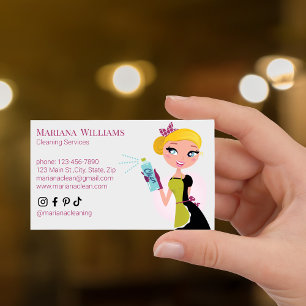Tarjeta De Visita servicios de limpieza de redes sociales elegantes 
