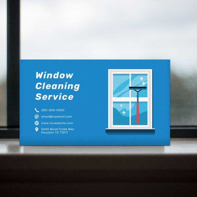 Tarjeta De Visita Servicios de limpieza de ventanas (Window Cleaning Services Business Card)